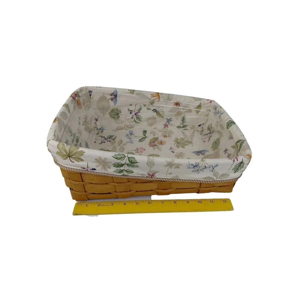 Longaberger 2007 Angled Basket w/protector & Botanical Fields Liner